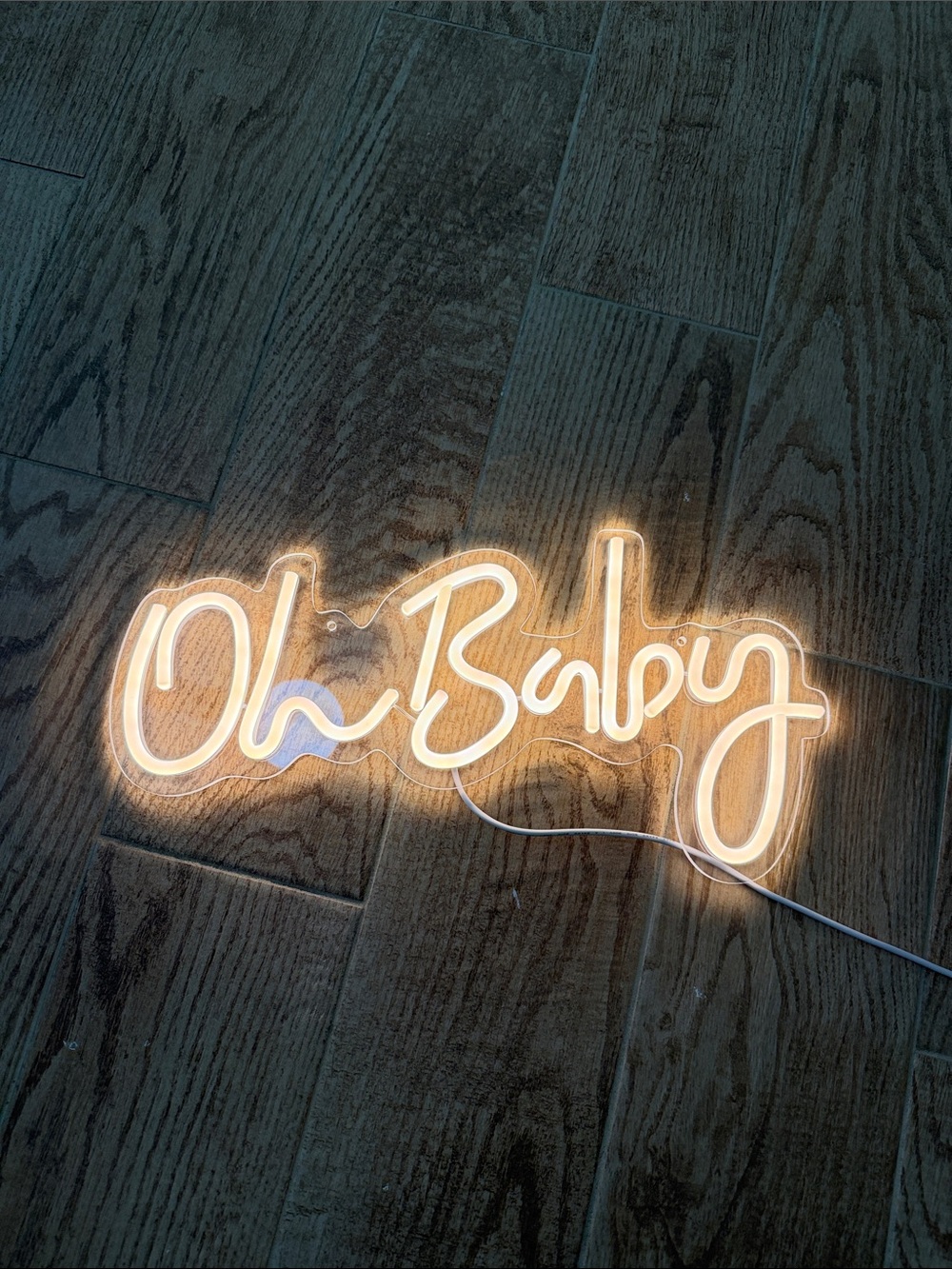 "Oh Baby" Warm White Neon Script Sign
